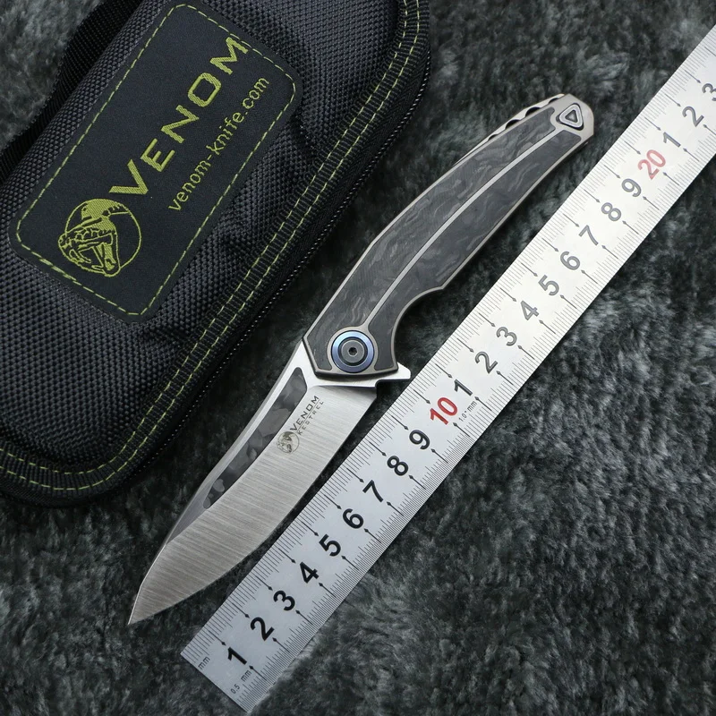 VENOM Kestrel M390 лезвие титановый CF складной нож для кемпинга охоты выживания