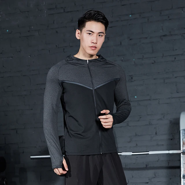 Mens Hoodie Running Jackets Zipper Outdoors Sportswear Long Sleeve Cycling Training Tights Man Gym Bodybuilding Shirts DMBF9036