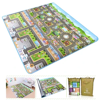 

200 x 180 x 0.5cm Baby Single-Sided Crawling Mat Aluminum Film Living Room Play Carpet - Fantasy City