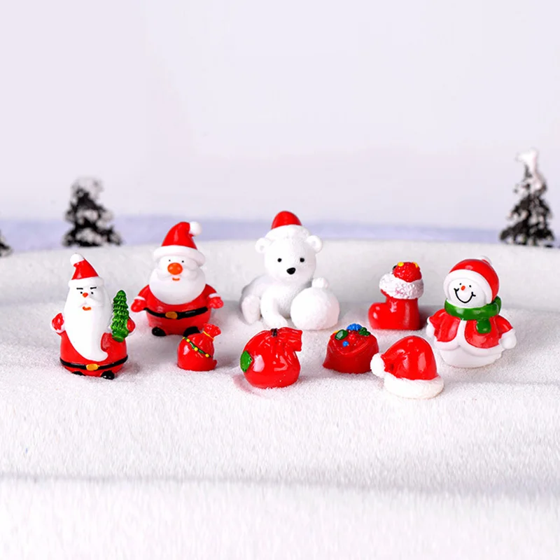 9 шт. Статуэтка из смолы куклы фигурки рождественской елки миниатюрные DIY Декор для микро-ландшафта детские игрушки Рождественская атмосфера декор сада подарок