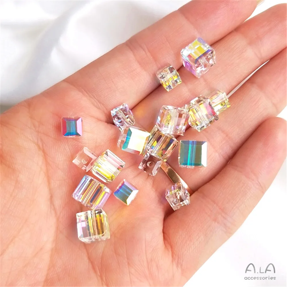 Austrian crystal beads aurora sugar cube elements DIY earrings