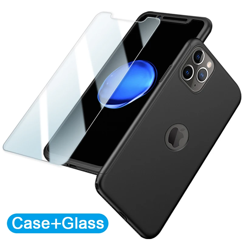 360 Полный чехол для телефона iphone 11 Pro X XS MAX XR 7 6 6s 8 Plus 5S SE защитная задняя крышка со