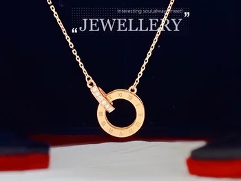 

18K Gold You are my Destiny Roman Numbers Dual Circles Diamond Necklace Christmas Gift for Women Valentines Day Gift for Girlfri