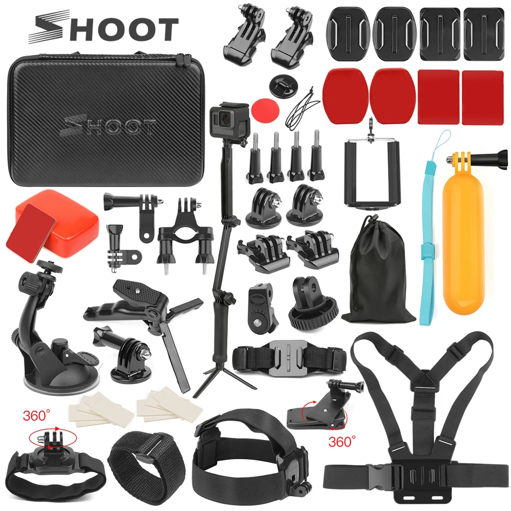 Cena SHOOT Action akcesoria do kamery statyw Monopod głowa pas piersiowy uchwyt na gopro Hero 8 7 6 5 czarny Xiaomi Yi 4K Sjcam Sj8 Eken H9r