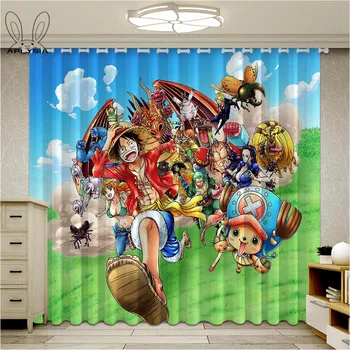 

Anime One Piece Window Curtains Block out Fabric Drapes Darkening Thermal Insulated Living Room Bedroom Curtains