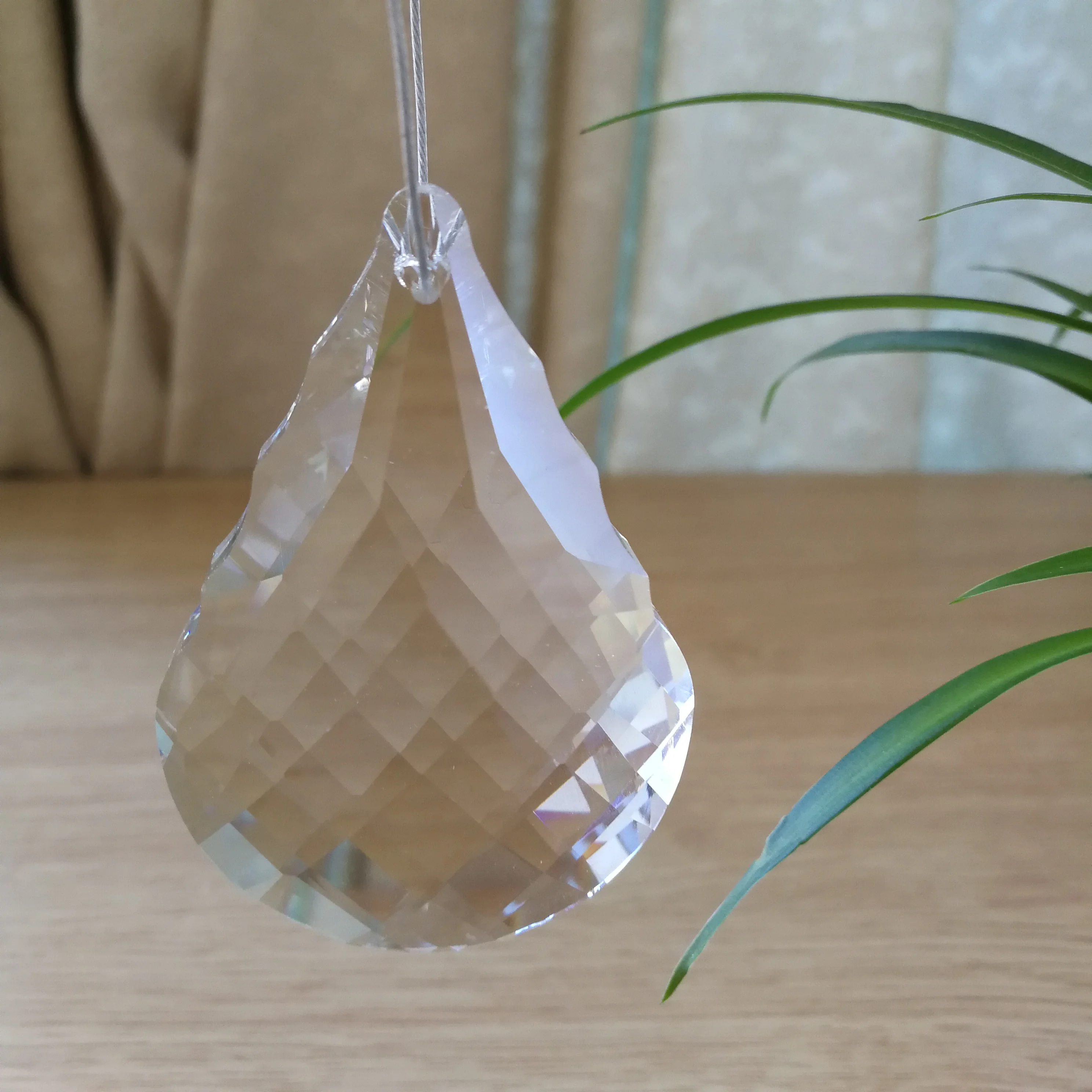 76mm 1 Piece Crystal Prism Pendant Transparent Color Window Parts Hanging On The Chandelier For Lusters 1 pc transparent acrylic bird feeder window viewing bird feeders tray birdhouse hanging suction pet birds house feeder