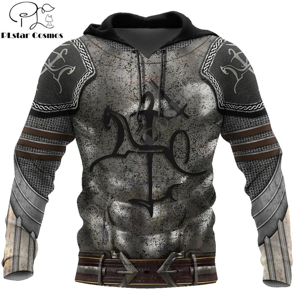 3D Printed Armor Knight Warrior Men Hoodie Knights Templar Harajuku Fashion Jacket pullover Unisex Cosplay hoodies QS-009 | Мужская