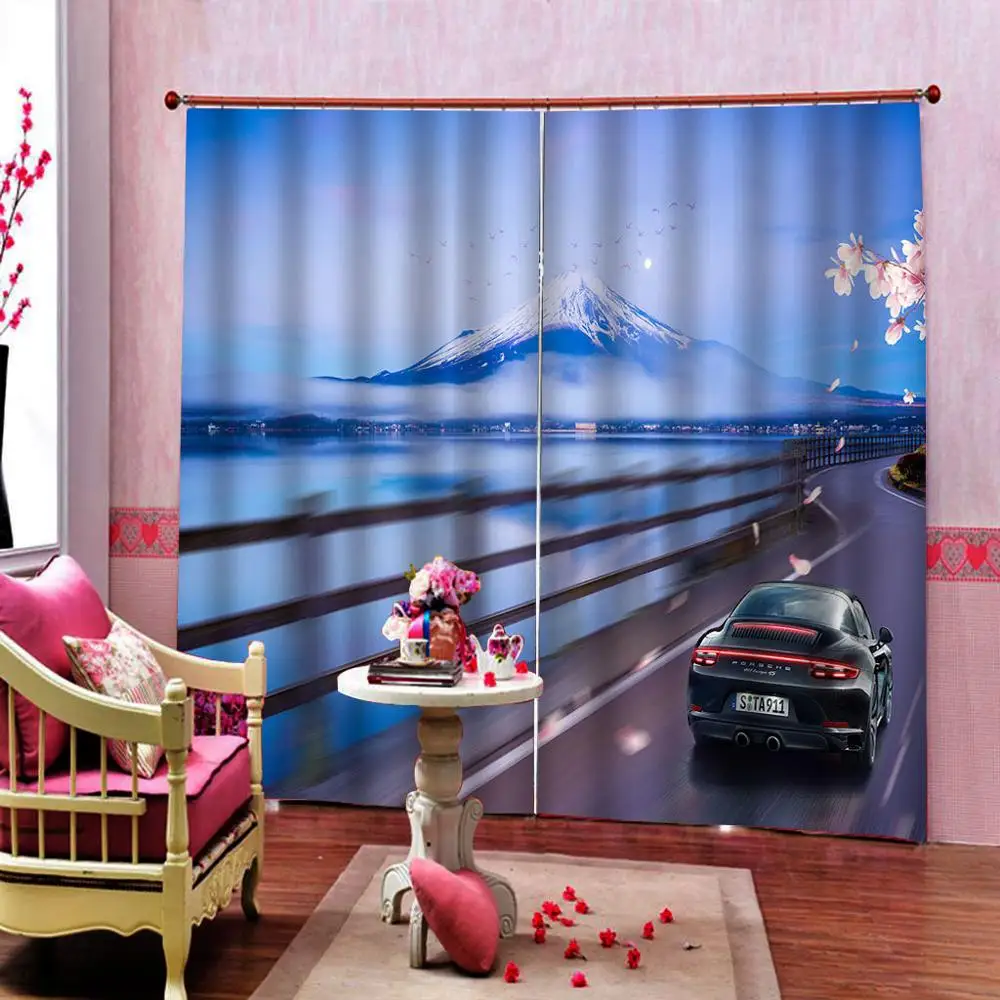 Custom any size Modern Snow mountain seaside scenery Curtain Car For Living room Bedroom Blackout Drapes Home Decor Sets | Дом и сад