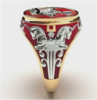 

Milangirl Creative Personality King Horse Two-tone Knight Rings for Men Hip Hop Punk Style Fashion Rings
