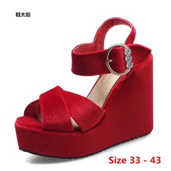 

High Heel Platform Sandals Female Summer Wedges Women Thick Bottom Shoes Wedge Open Toe Women's Sandals Small Big Size 33 - 43