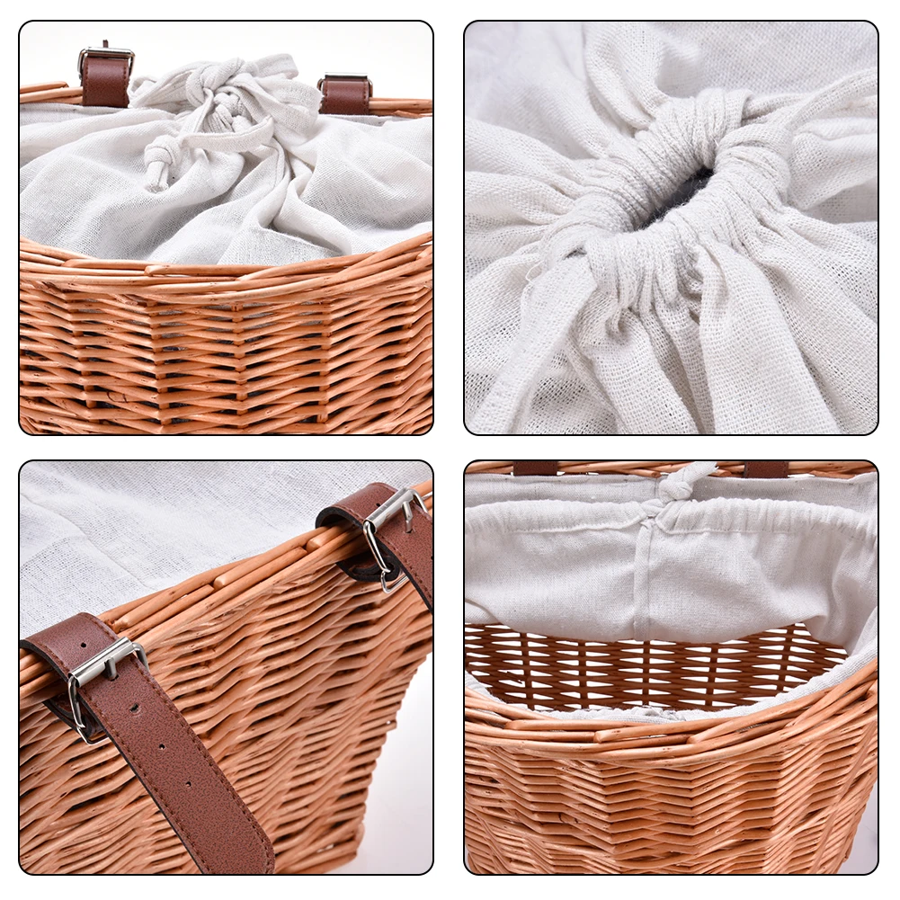 Cestino Per Bici In Vimini 30x25x35cm - Per Animali Piccoli O Oggetti, Con Cintura - Foto 10