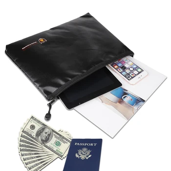 

Fireproof Money Document File Bag Pouch Cash Bank Cards Passport Valuables waterproof Organizer Holder Safe paper Storage