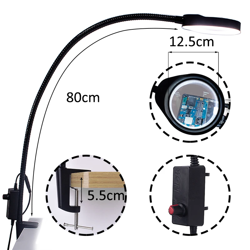  Magnifying glasses with illumination 3X 5X 8X 10X Magnifier High Definition Eye Loupe Glass table c - 4000047717389