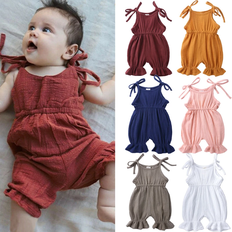 Baby Bodysuits made from viscose  Summer Newborn Infant Baby Girls Romper Cotton Sleeveless Ruffles Baby Romper Newborn Clothes best baby bodysuits