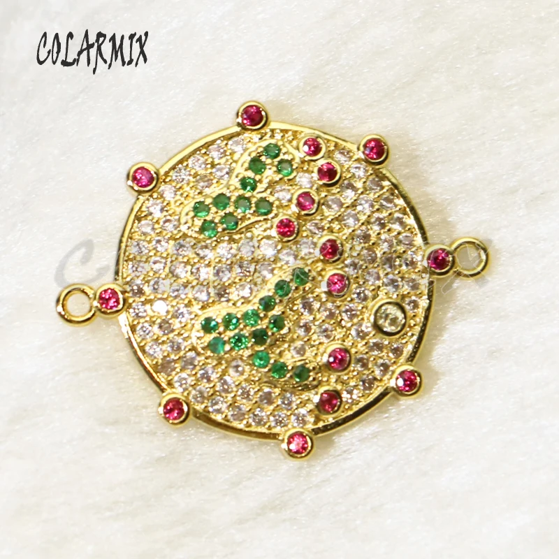 10 шт., браслет с подвесками в виде звезд, крошечные Кристальные браслеты, Круглый Шарм, циркониевые аксессуары соединители, браслеты с драгоценными камнями для женщин 56018