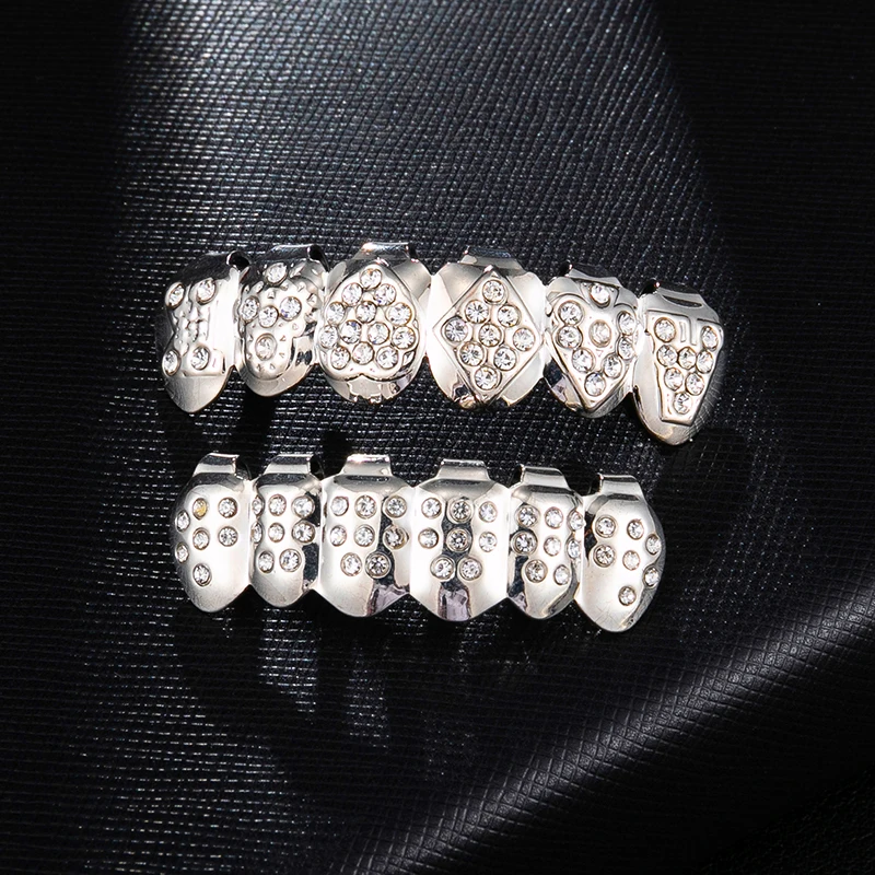 US7 Iced Out CZ камень геометрический Grillz шапки сверху и снизу грили набор Классический зуб для мужчин хип хоп ювелирные изделия