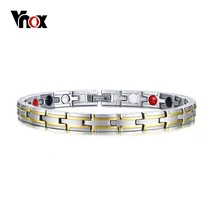 Vnox из нержавеющей стали терапевтические Исцеляющие магнитные браслеты для женщин и мужчин Био энергия германий камни забота о здоровье ювелирные изделия