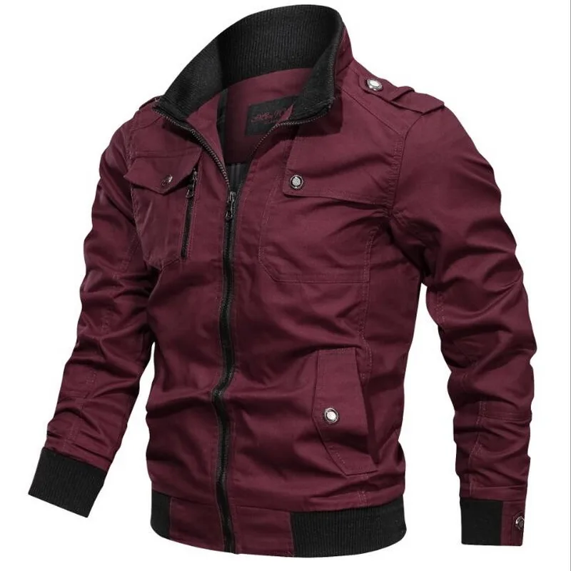 

2019 Men Safari Style Jacket Cotton Windbreaker Pilot Coat Army Men's Bomber Jackets Cargo Flight Jacket Male Coat