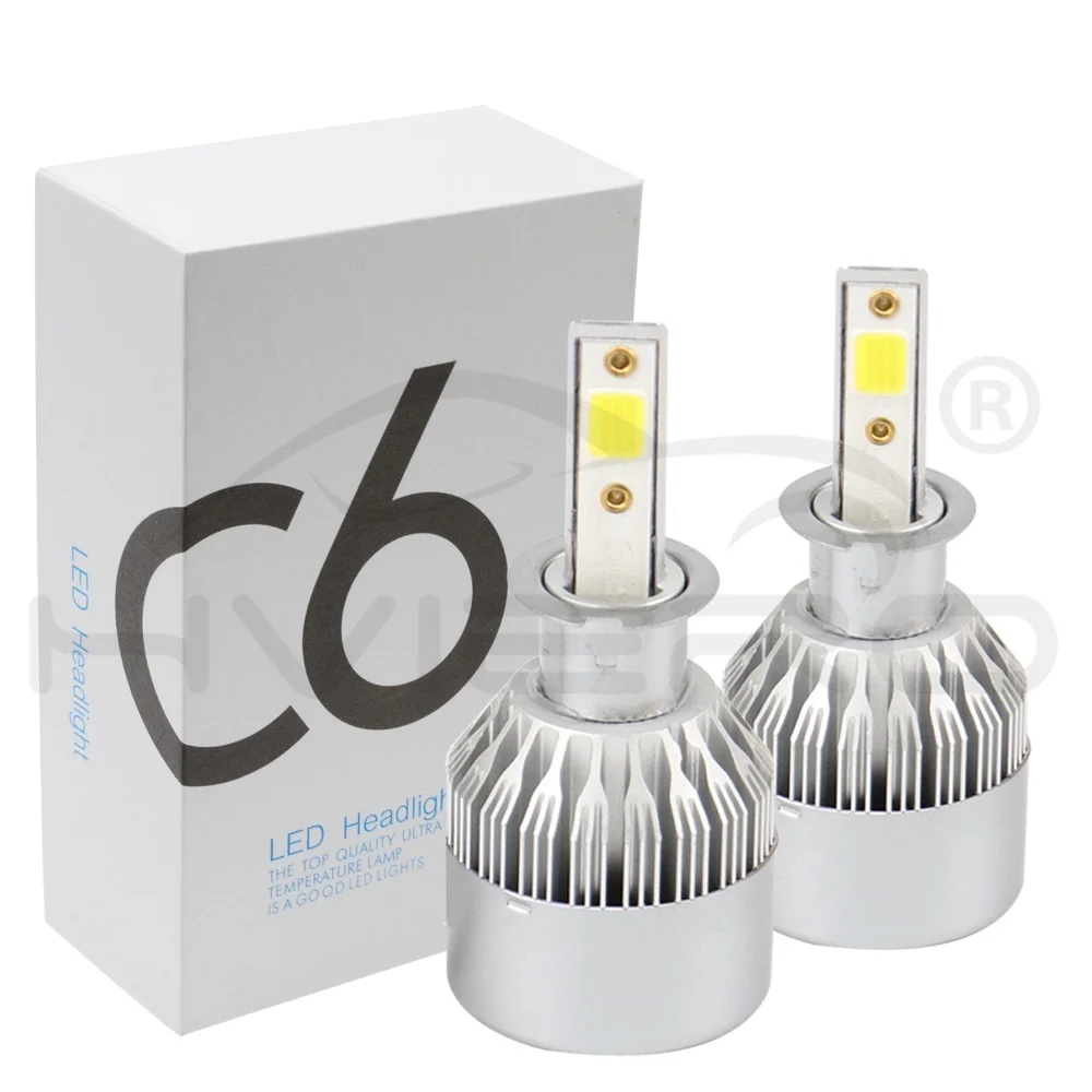 Hviero COB Car Head lights H3 Fog LED IP65 WaterProof 72W 7600lm Auto Front Bulb Automobile Headlamp Spot Bulb 6500K Car Lighting