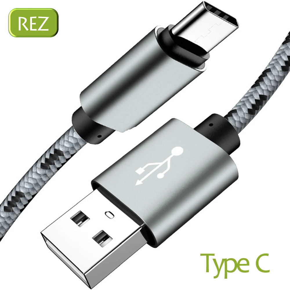 

REZ Grain Nylon USB Type C Cable For Huawei Type C Data Sync Quick Charging Phones Cord 0.25M 1M 2M Usb-C Cable Wire For Android