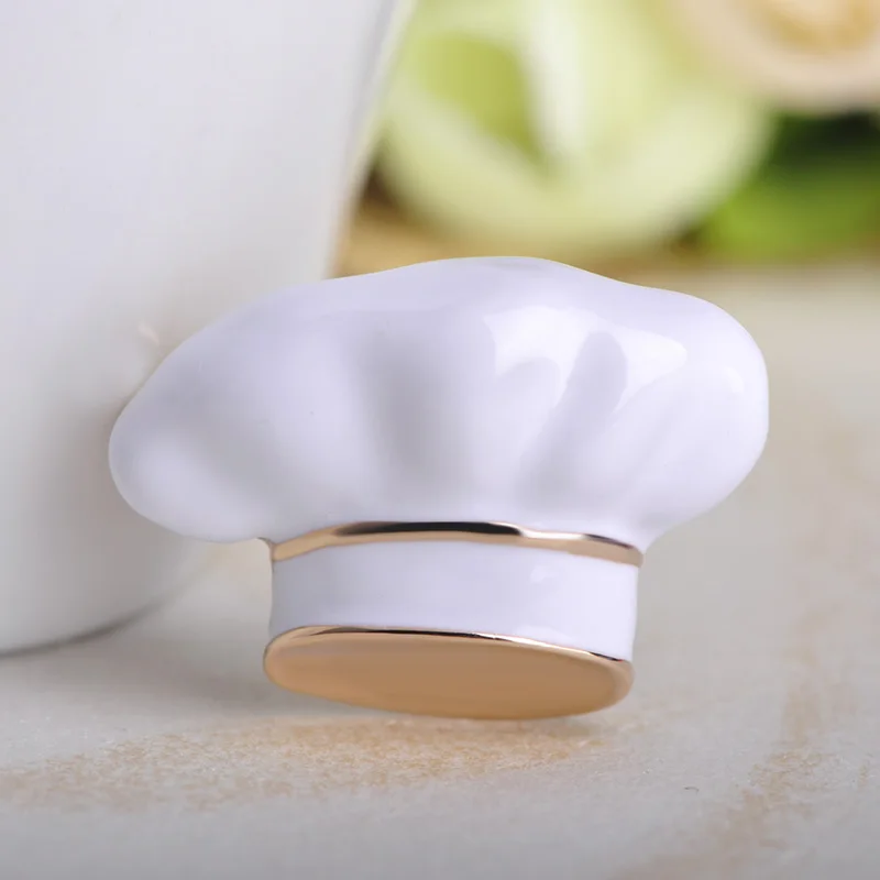 OI – broche en forme de chapeau de cuisinière pour femme, accessoire de chandail, en émail blanc, nouvelle collection