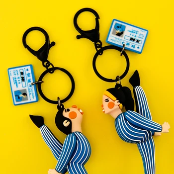 

Cute Cartoon Couple Keychain Men's Car Key Chain Girl Decoration Accessories Book Student Bag Pendant