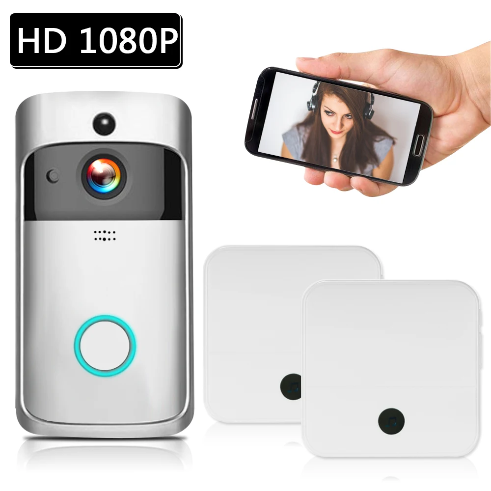 

WiFi Smart Wireless Security DoorBell Smart HD 1080P Visual Intercom Recording Video Door Night Vision with Doorbell Chime