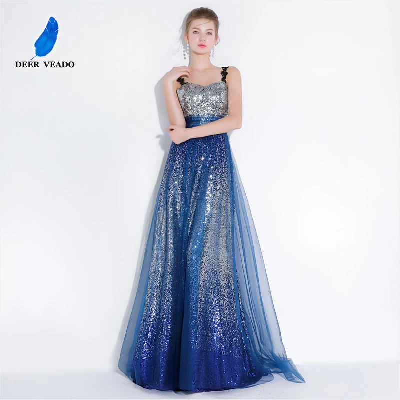 

DEERVEADO A Line Sweetheart Sequin Long Evening Dress 2019 New Arrival Formal Dress Women Occasion Party Dresses Prom Gown YS422