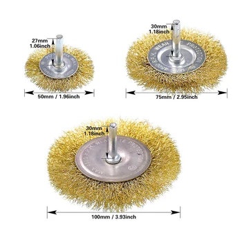

7Pcs Brass Coated Wire Brush Wheel&Cup Brush Set with 1/4-Inch Shank,7 Sizes Coated Wire Drill Brush Set Perfect for Removal Of