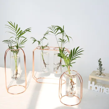 

NORDIC INS METAL HYDROPONIC VASE HANGING HOME DECORATION GLASS CONTAINER VASE PLANT VASE HOME OFFICE DECORATION TERRARIUM DECOR