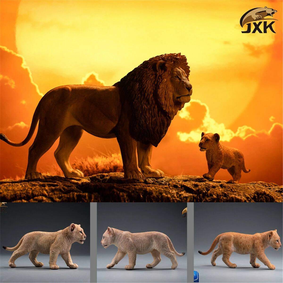 JXK 1/6 Lion Cub Figure Panthera Leo Africa Animal Model Adult