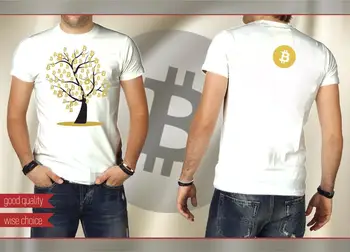 

2020 Summer Short sleeve Fashion Tee Shirt BITCOIN Money men's double side T shirt Best Currency Tee White/Gold BTC631