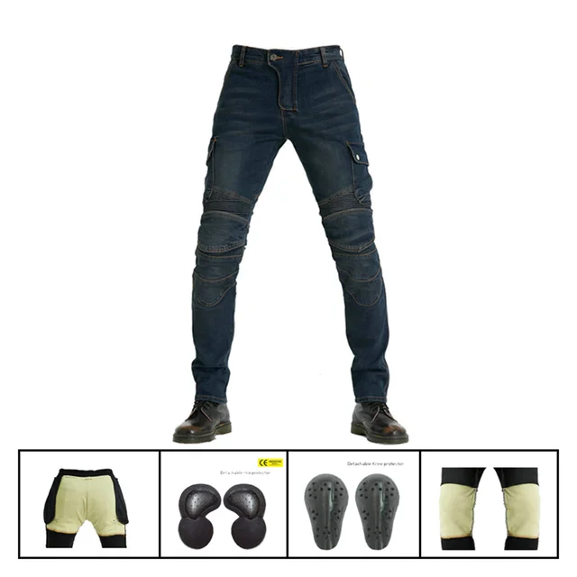 Motorcycle Pants Moto Protection Motocross Jeans Rodilleras Moto Jeans Men Motorcycle Motocross Pants Four Seasons Breathable 114-Blue