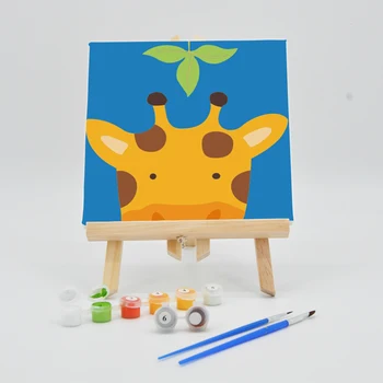 

Digital Oil Paintings By Numbers 20×20cm With Frame On Canvas For Kid DIY Cartoon Giraffe Picture Acrylic Paint Art Child Color