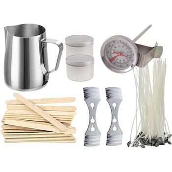 

Candle Making Kit Includes 550Ml Melting Pot, Prewaxed Candle Wicks, Wick Centering Device,Thermometer,Stirring Sticks