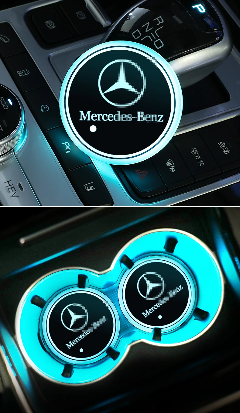 Aiwins автомобильный светящийся коврик для посуды для Mercedes-Benz Полная серия автомобильный светящийся Логотип Аксессуары Atmospherelight