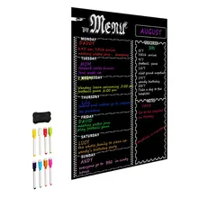 Tableau magnétique A3 pour planificateur de cuisine, grand calendrier effaçable à sec, bloc notes organisateur, planificateur hebdomadaire, tableau blanc, liste d'épicerie
