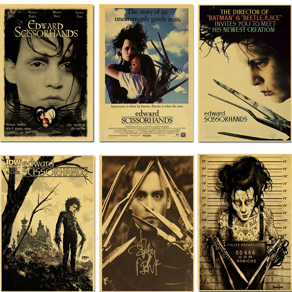 classic movie Edward Scissorhands Retro Poster Vintage poster Wall Decor For Home Bar Cafe apartment decoration