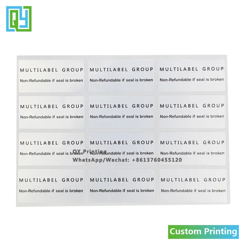 1000pcs 40x20mm 사용자 정의 탬퍼 분명 테이프 보안 인감 스티커 보증 Void 레이블 상자 카 톤 씰링 테이프