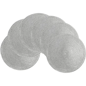 

36cm Round Placemats Set of 6 Decorative Placemats Glitter for Holiday Party Wedding Glitter Table Mats
