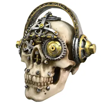

1Pc Steampunk Skull Novel Fine Vivid Chic Headphone Human Skull Steampunk Statue Model
