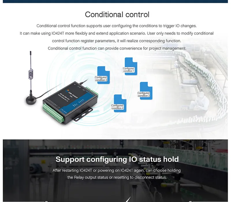 HonesThing USR-IO424T-GR GSMGPRS Support USR Cloud 4 Channel RTU Network IO Controller RS485 Modbus RTU of 4DI4DO2AI1PT 11