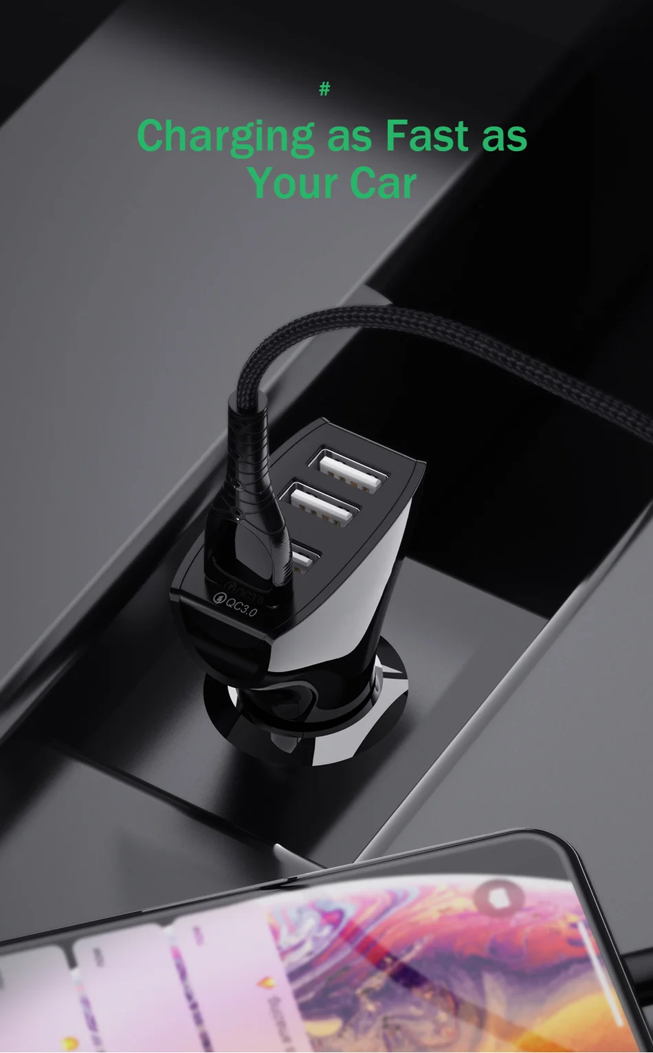 QC3.0 USB Автомобильное зарядное устройство Quick Charge 3,0 адаптер для samsung Xiaomi 2.4A Max 4USB порта быстрое автомобильное зарядное устройство для мобильного телефона