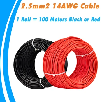 

PowMr 100 Meters/Roll 2.5mm2 Solar Cable Solar Panel Connection Cable 14 AWG PV System Wire TUV Approval Solar Cable Connector