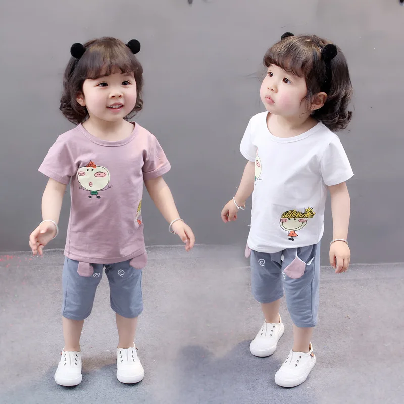 

2019 New Style Summer Wear Baby Girls Set Children Two-Piece Set Girls Clothes Short Sleeve Summer 3-Year-Old Small CHILDREN'S 2