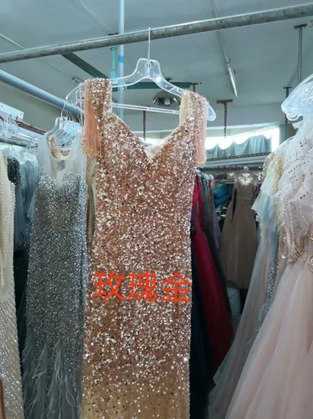 rose gold Бордовые вечерние платья, сексуальные платья с открытой спиной и открытыми плечами, Длинные вечерние платья для выпускного вечера, настоящая фотография, блестящая популярная свадебная одежда для гостей - Color: rose gold