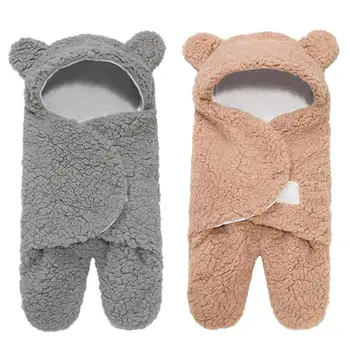 

Adjustable Lamb Sleeping Bag Soft Warm Thickened Short Plush Fabric Velvet Baby Newborn Swaddle Wrap Blanket Wearable