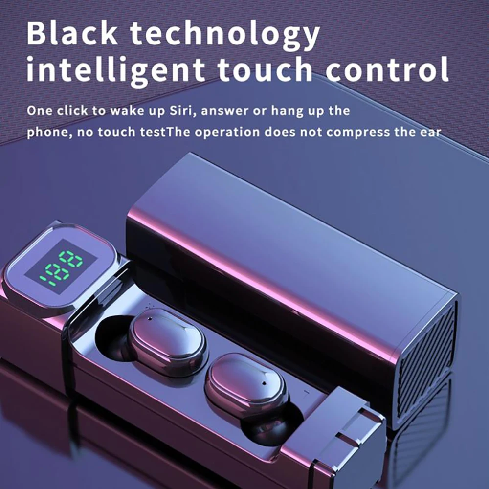 New Bluetooth Headset 5 1 Wireless Bluetooth TWS Sports Headset LED Digital Display Pull Intelligent Multipoint Connection