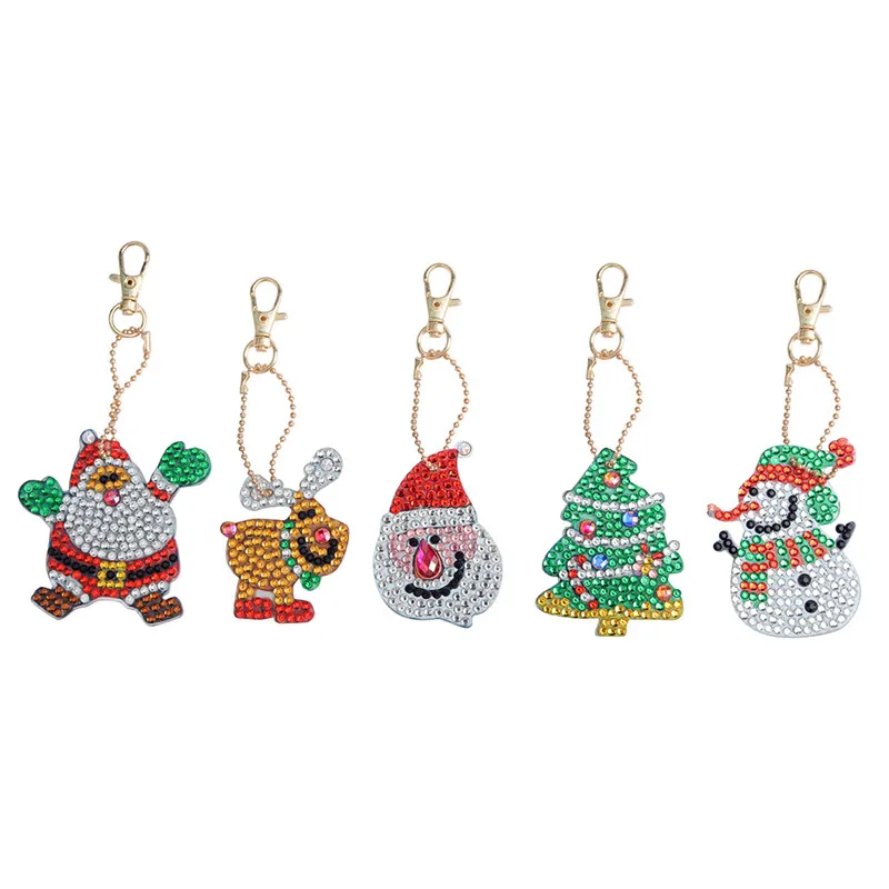 

Cartoon santa snowman 2019 New 5D Diamond Painting Keychain DIY Set Diamond Embroidery Christmas Gift Xmas decorations for home