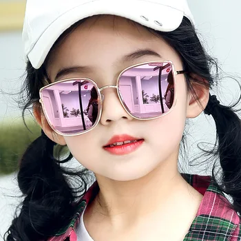

KOTTDO Fashion Square Alloy Children Sunglasses Boys Girls Brand Designer Pink Lens Kids Sun Glasses UV400 Okulry Oculos
